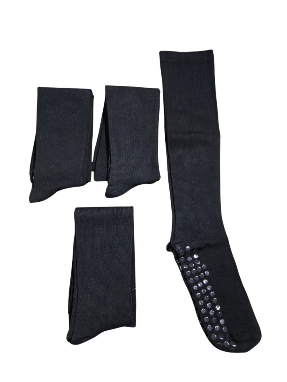 NIP AlisOker 4 Pk Black Bamboo Non-Slip Grip Compression Socks S/M 6-9